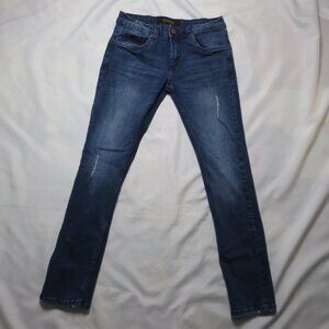 CULTURA men JEANS embroidered DENIM blue DISTRESSED slim SIZE 30/32
